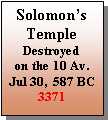 Text Box: Solomon’sTempleDestroyedon the 10 Av. Jul 30,  587 BC3371